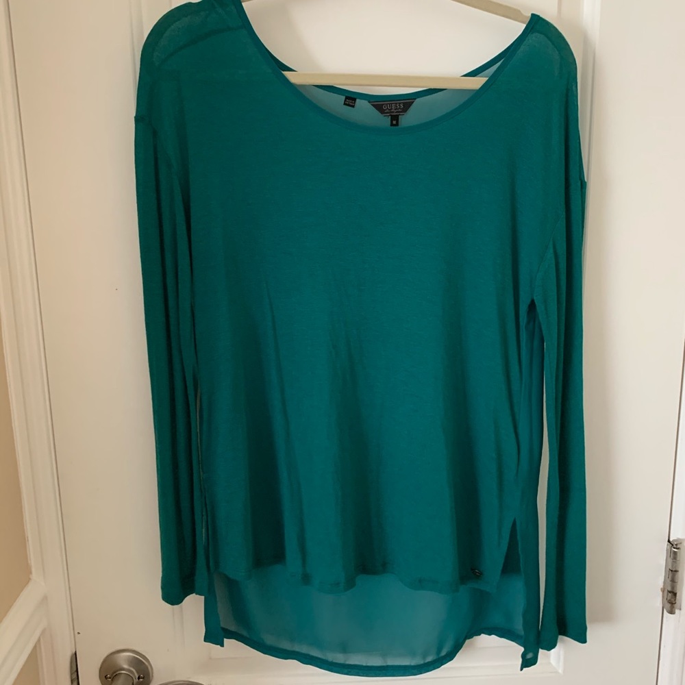 Guess long sleeve teal blouse